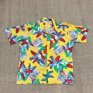 Vintage Islander Hawaiian‎ Shirt Large Yellow 1980s